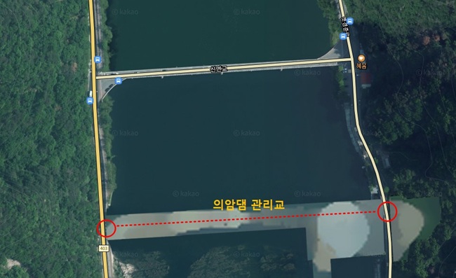 ▲ 의암댐 관리교 위치. ⓒ춘천시