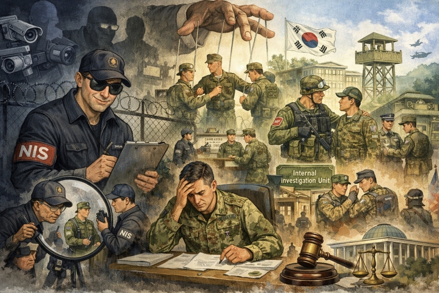 ▲ 국정원이 군부대에 물리적으로 출입해 정보를 수집하겠다고 한다. 사령관 군단장 사단장 연대장 대대장 등 각 군 장교들이 출입 국정원 요원을 상전 접대하게 생겼다. 온갖 갑질, 패악질, 비리가 염려된다. ⓒ 챗GPT