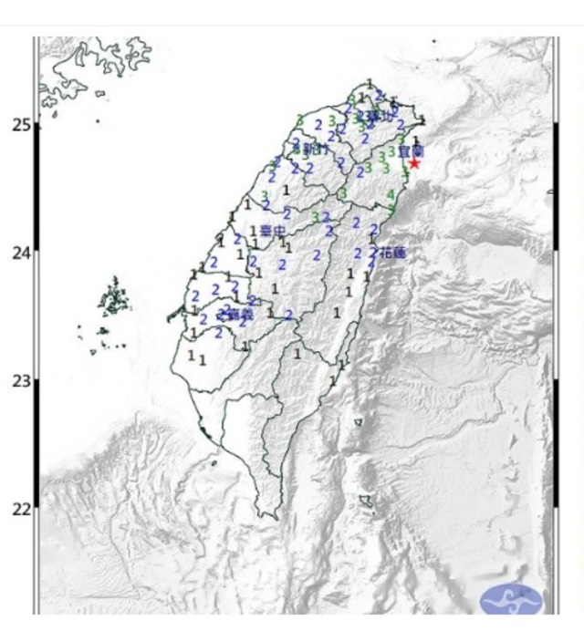 ▲ 24일(현지시각) 대만 북동부 해역에서 발생한 지진 관련 이미지. 출처=홍콩 성도일보ⓒ연합뉴스