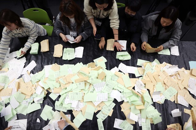 ▲ 제9회 전국동시지방선거를 앞두고 지난 24일 부산 해운대구 벡스코 제2전시장에서 부산시선거관리위원회 및 구·군 선관위 직원 120여 명이 개표 관리 실무 능력을 높이기 위한 모의 개표를 진행하고 있다. ⓒ뉴시스