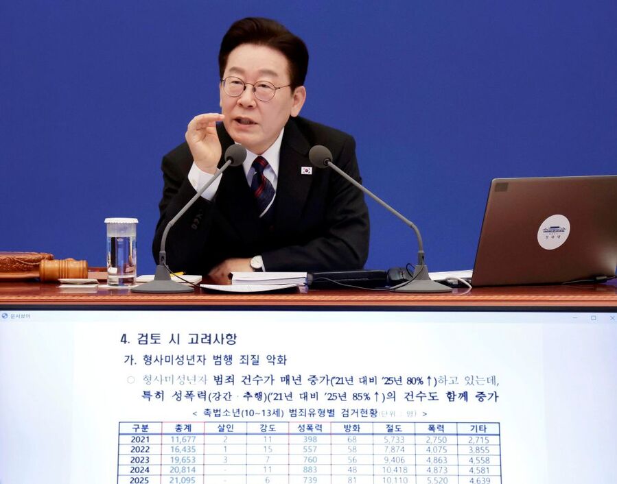 ▲ 이재명 대통령이 24일 청와대에서 열린 국무회의에서 촉법소년 연령 하향 논의 관련 발언하고 있다. ⓒ뉴시스