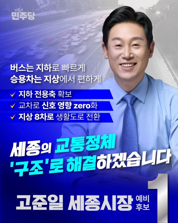 ▲ 'BRT 지하화' 등 세종 교통 대개편 공약 홍보 이미지.ⓒ고준일 세종시장 예비후보