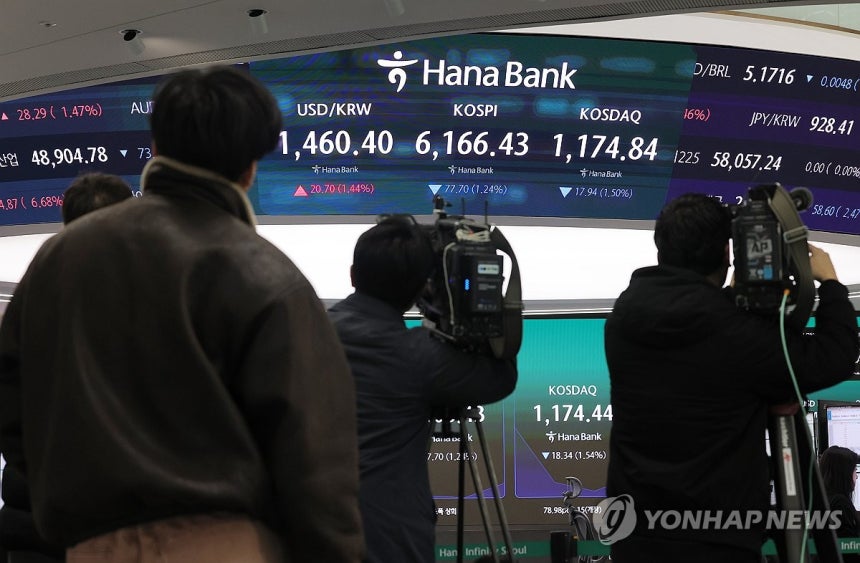 ▲ 3일 서울 중구 하나은행 본점 딜링룸 현황판에 원·달러 환율, 코스피 등이 표시돼 있다. ⓒ연합뉴스.