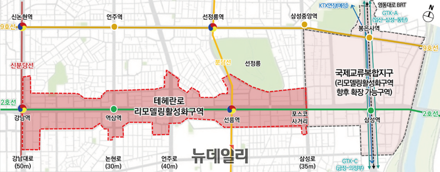 ▲ 테헤란로 리모델링 활성화 구역 ⓒ강남구