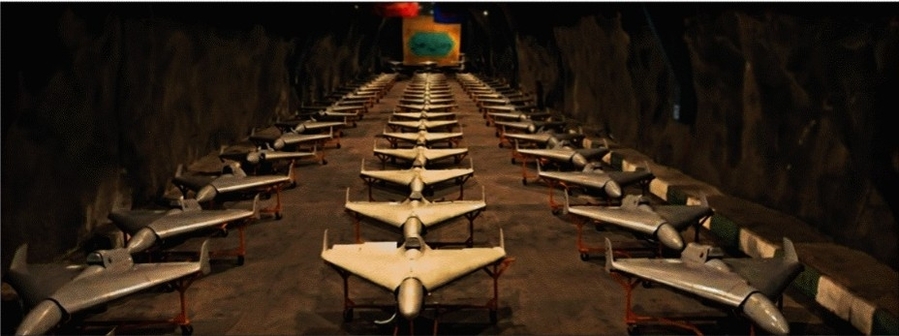 ▲ 이란 관영매체가 지하 터널 속에 드론 수백 기가 줄지어 서있는 모습을 공개했다. ⓒ텔레그램 갈무리