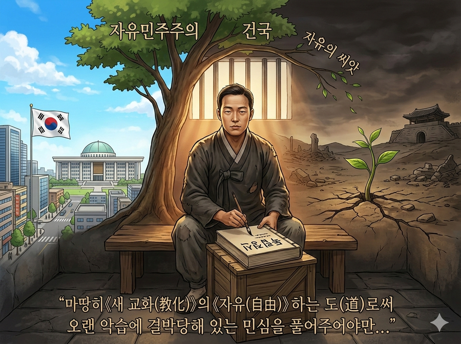 ▲ 대한민국의 출발점은 청년 이승만이 29살에 옥중에서 쓴『독립정신』이다. 대한민국의 과거, 오늘, 미래 모두가 이 책 한 권에 다들어 있다. 이 책을 읽지 않고서는 대한민국을 이해할 수 없다. 대한민국의 바이블이자 교과서다. 그런데 학교에서는 학생들에게 이 책을 가르치지 않고 있다.  ⓒ 제미나이