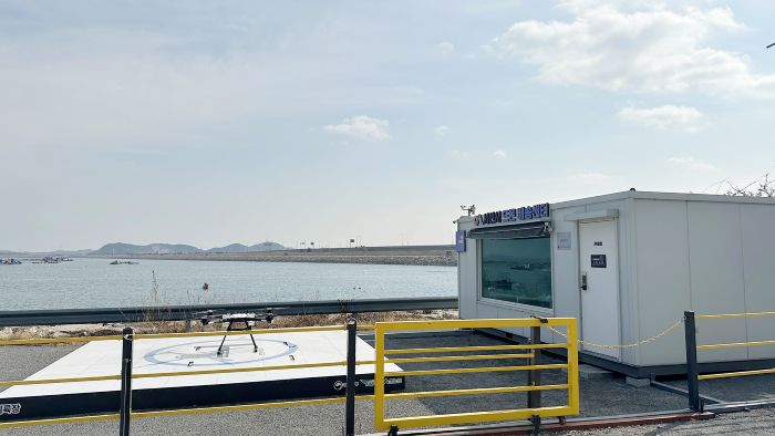 ▲ 삼길포 좌대 낚시터 드론 배송 거점 모습.ⓒ서산시