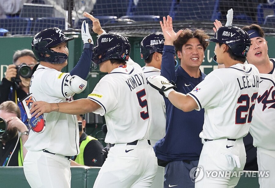 ▲ 문보경의 만루포를 앞세운 한국이 체코를 꺾고 WBC 1차전 승리를 가져왔다.ⓒ연합뉴스 제공