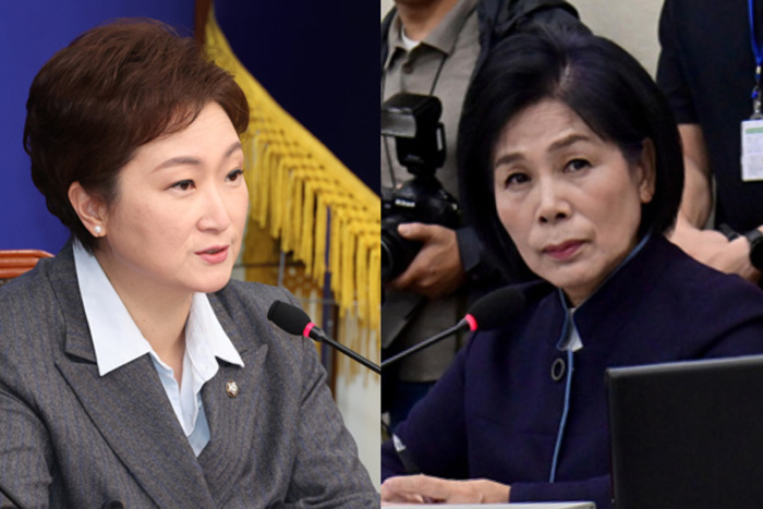 ▲ 이언주(왼쪽) 더불어민주당 최고위원과 최민희 국회 과학기술정보방송통신위원장. ⓒ뉴데일리DB