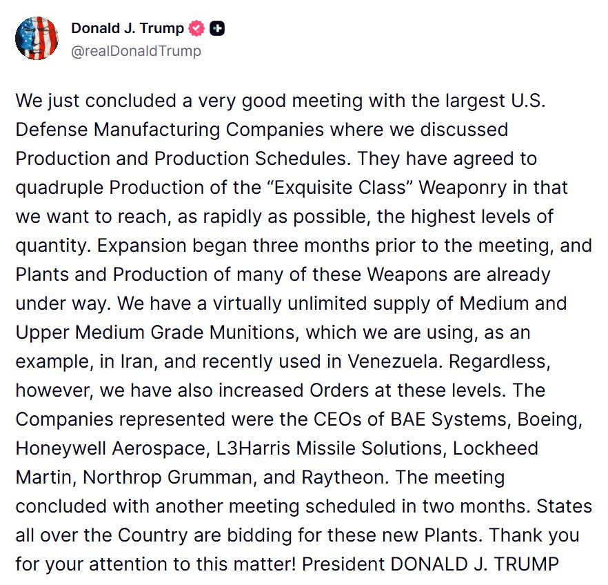 ▲ ⓒ트럼프 대통령 트루스소셜 갈무리.