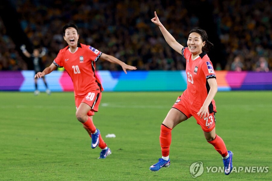 ▲ 한국 여자 축구대표팀이 호주와 3-3으로 비기며 조 1위를 차지했다.ⓒ연합뉴스 제공