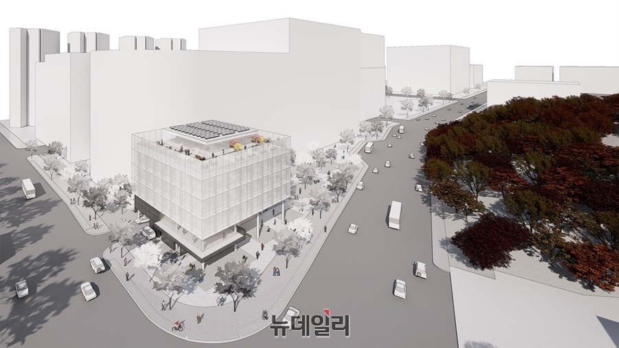 ▲ 양천구 서부트럭터미널 도시첨단물류단지에 들어설 기부채납 공공업무시설의 설계안 '플로팅 큐브' ⓒ서울시