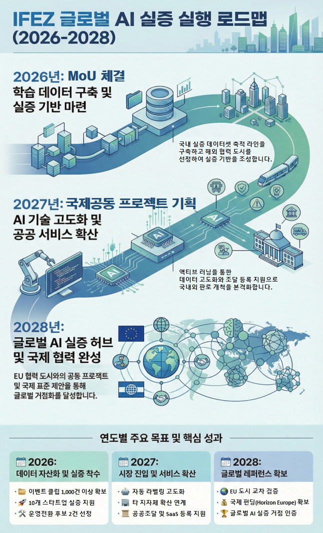 ▲ 인천경제자유구역청 EU AI 실증 실행 로드맵ⓒ 인천경제자유구역청 제공