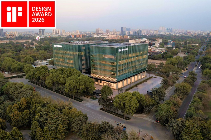 ▲ 현대엔지니어링이 시공한 현대자동차 인도 신사옥 전경.ⓒ현대엔지니어링 제공
