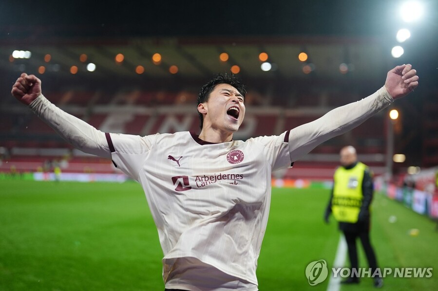 ▲ 조규성의 선제 결승골을 앞세운 미트윌란이 노팅엄을 1-0으로 잡았다.ⓒ연합뉴스 제공