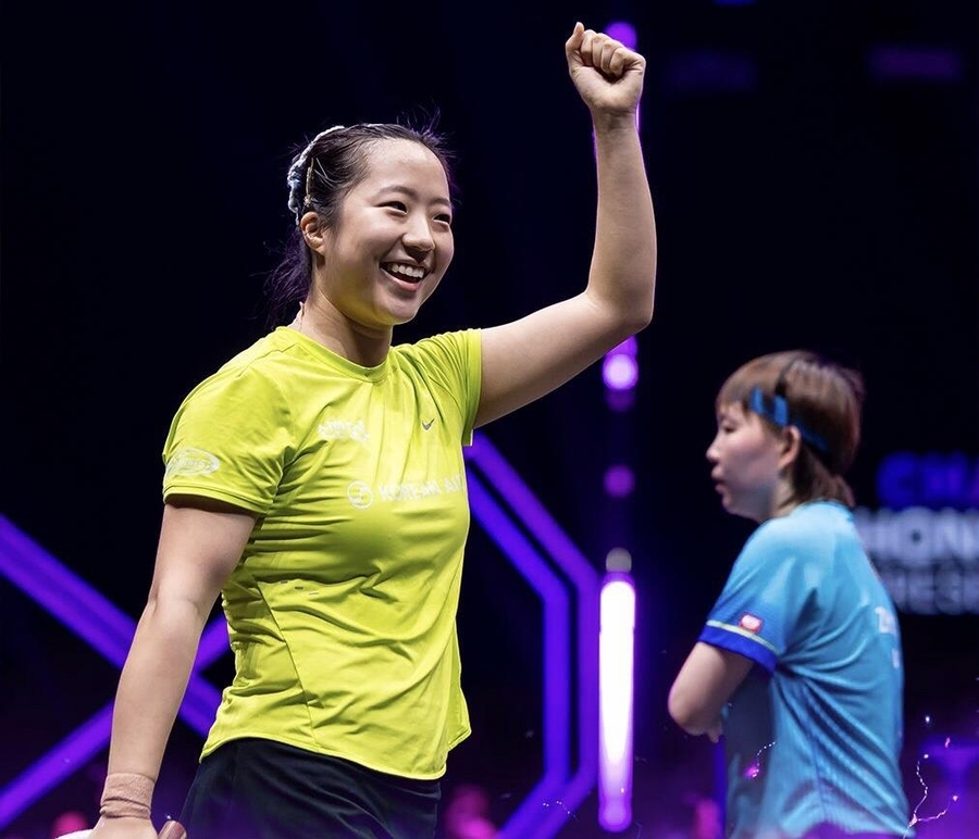 ▲ 한국 여자 탁구 '에이스' 신유빈이 2026 WTT 챔피언스 충칭에서 8강에 올랐다.ⓒWTT 제공