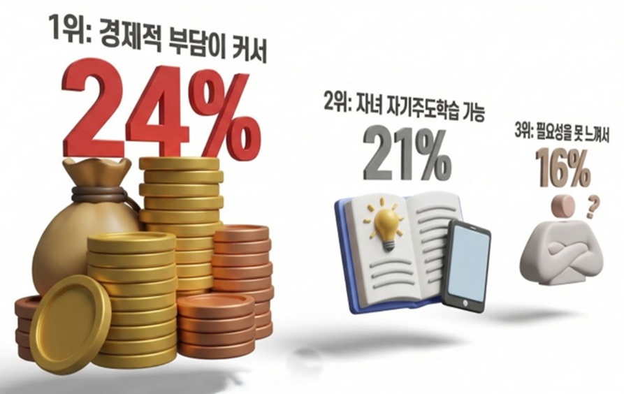 ▲ 사교육 비참여 이유 설문조사 결과.ⓒ서울교육청