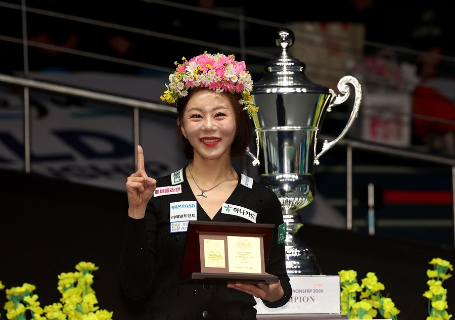 ▲ '당구 여제' 김가영이 최초로 월드챔피언십 3연패를 달성했다.ⓒPBA 제공