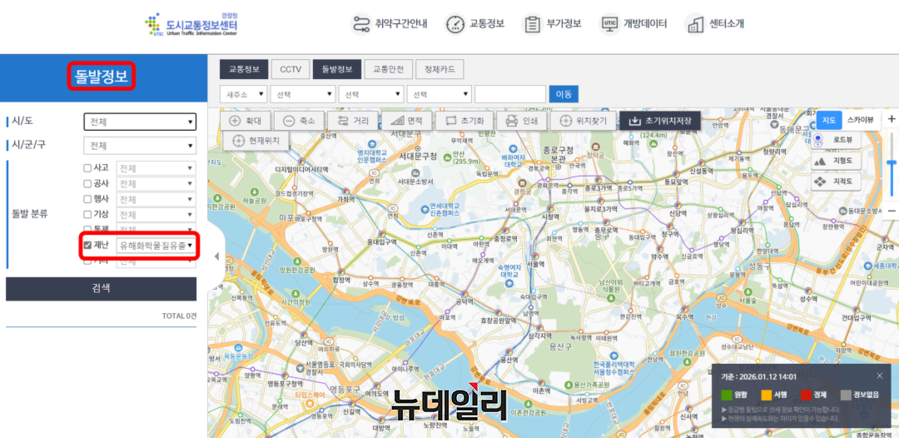 ▲ 화학사고 시 도시교통정보센터 연계 방안. ⓒ경찰청