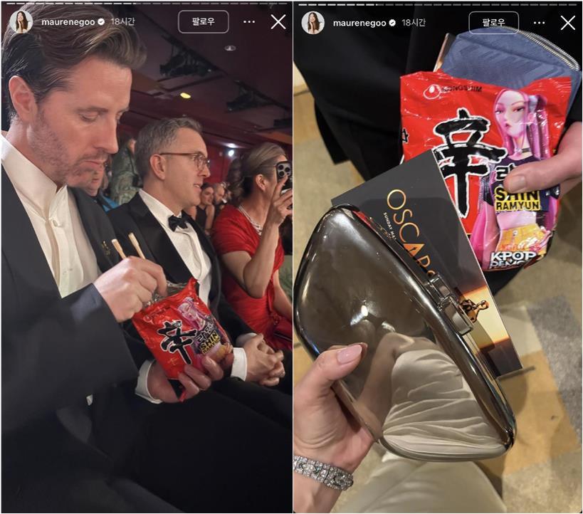 ▲ '케이팝 데몬 헌터스' 공동 연출자 크리스 아펠한스 감독 아내 SNS에 등장한 '신라면'. ©인스타그램 캡처