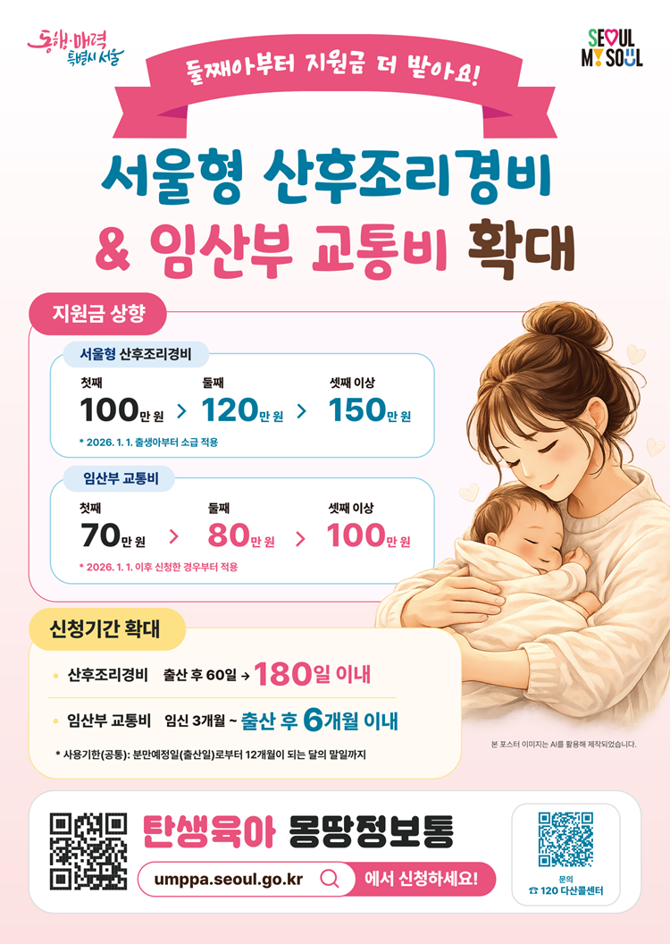▲ 서울형 출산 가정 지원금 안내 포스터 ⓒ서울시
