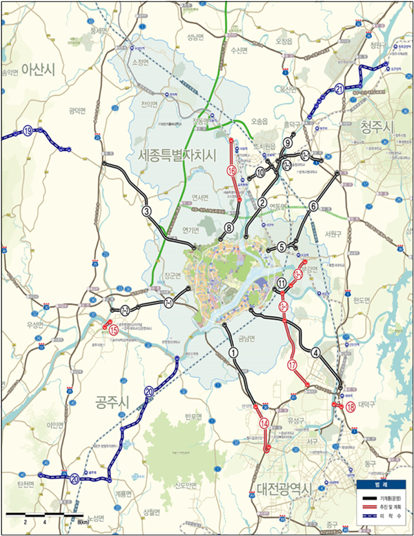 ▲ 2026년 3월 기준 광역도로 노선 현황.ⓒ행복청