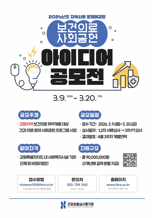 ▲ 지역사회 문제해결형 보건의료 사회공헌 아이디어 공모 관련 홍보물. ⓒ건강보험심사평가원