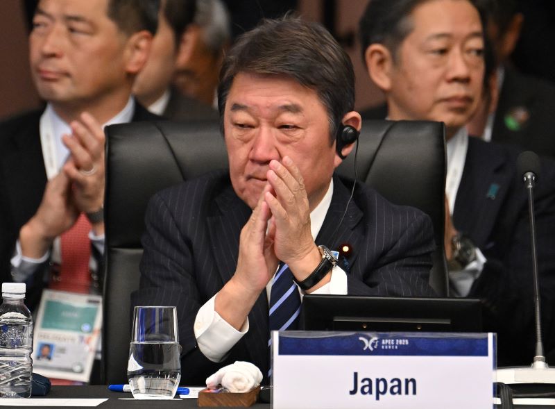 ▲ 모테기 도시미쓰 일본 외무상이 지난해 10월 30일 오전 경북 경주시 소노캄 경주 그랜드볼룸에서 열린 2025 아시아태평양경제협력체(APEC) 외교통상합동각료회의 개회식에 참석하고 있다. ⓒ뉴시스