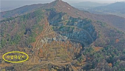 ▲ 친환경 숲속야영장 조성이 추진되는 고용산.ⓒ아산시