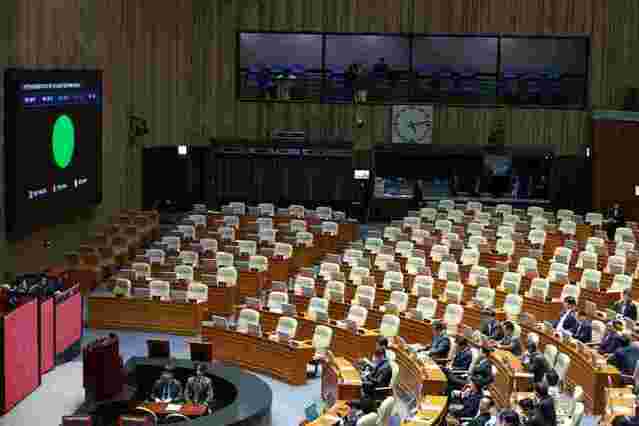 ▲ 지난 22일 국회에서 열린 본회의에서 윤석열 정권 정치검찰 조작 기소 의혹 사건 진상 규명 국정조사계획서 승인의 건이 가결되고 있다. ⓒ뉴시스
