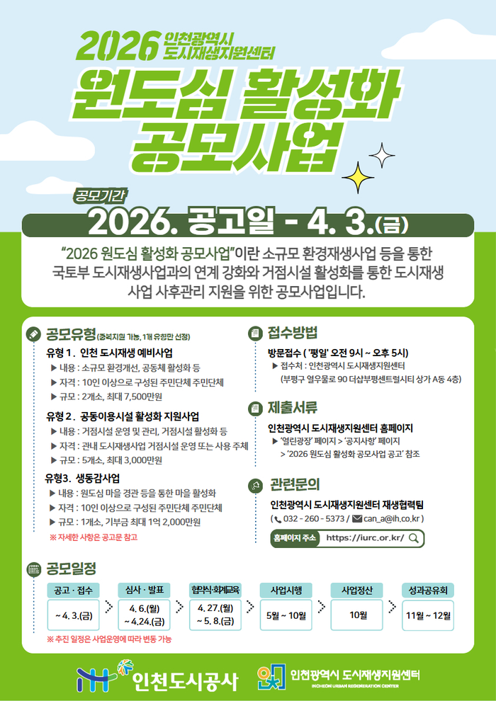 ▲ 2026 원도심활성화 공모사업 안내 포스터 ⓒiH 제공