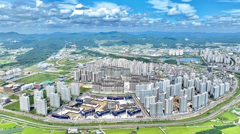 ▲ 청주 오송지역 개발현황.ⓒ드론촬영,김정미 기자