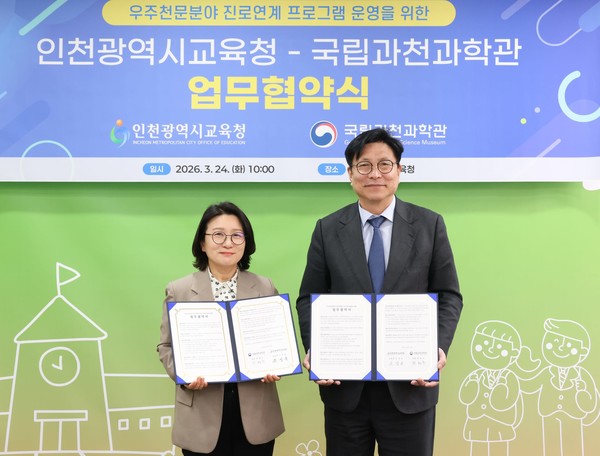 ▲ 인천시교육청은 24일 국립과천과학관과 우주천문 분야 진로연계 프로그램 운영을 위한 업무협약을 체결했다.ⓒ인천시교육청 제공
