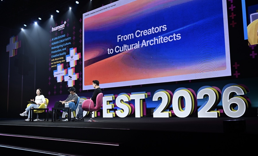 ▲ (좌측부터) 강지현 Flux AI Asia CEO, 전이안 컴파운드 컬렉티브 감독, 조엘 림(Joel Lim) Gengis AI CEO. ©ADFEST 2026