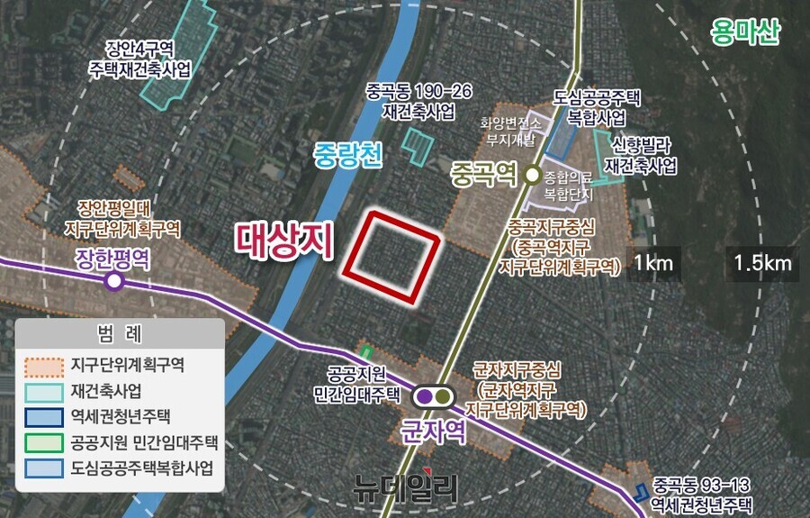 ▲ 광진구 중곡동 254-15 일대 주택정비형 재개발사업지 위치도 ⓒ서울시