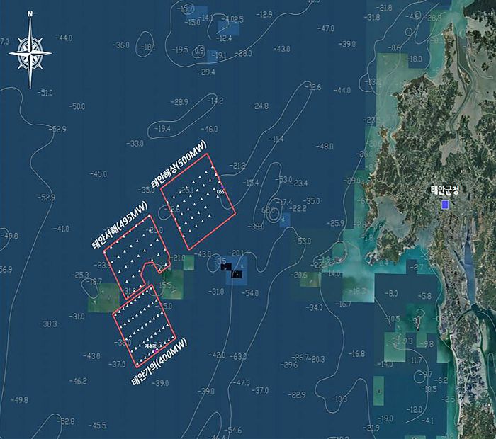▲ 해상풍력 3개단지 위치도.ⓒ태안군
