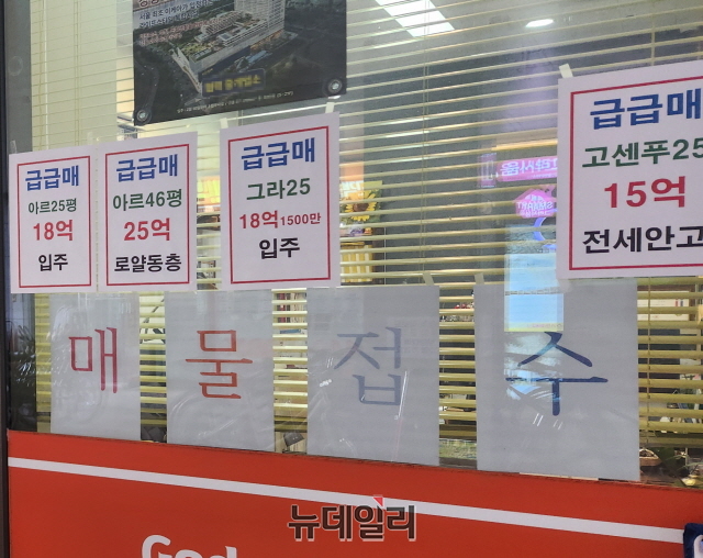 ▲ 서울 강동구 한 공인중개소 매물 게시판. ⓒ뉴데일리DB