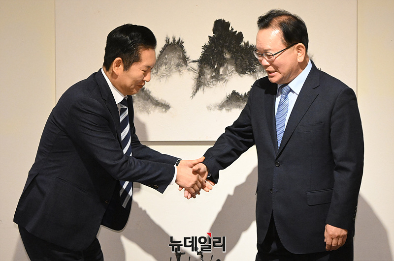 [포토] 인사나누는 정청래·김부겸