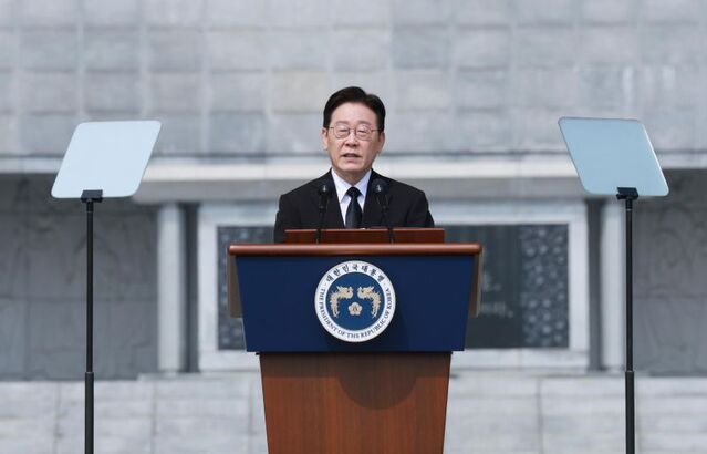 ▲ 이재명 대통령이 27일 국립대전현충원에서 열린 제11회 서해수호의 날 기념식에서 기념사를 하고 있다. ⓒ뉴시스