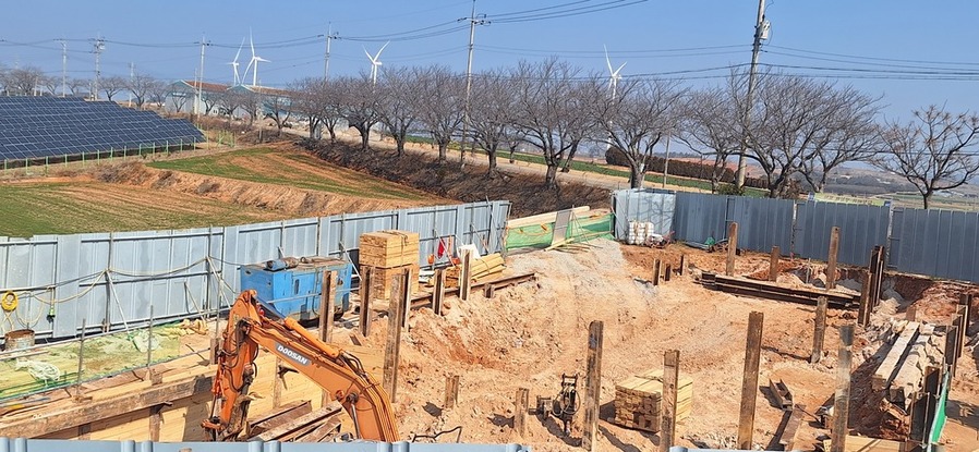 ▲ 무안군 운남면 신월마을에 추진 중인 송전선로 및 변전소 신축공사 현장ⓒ신월마을 주민 제공