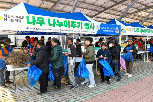 ▲ 나무 나누어주기 모습. ⓒ양구군