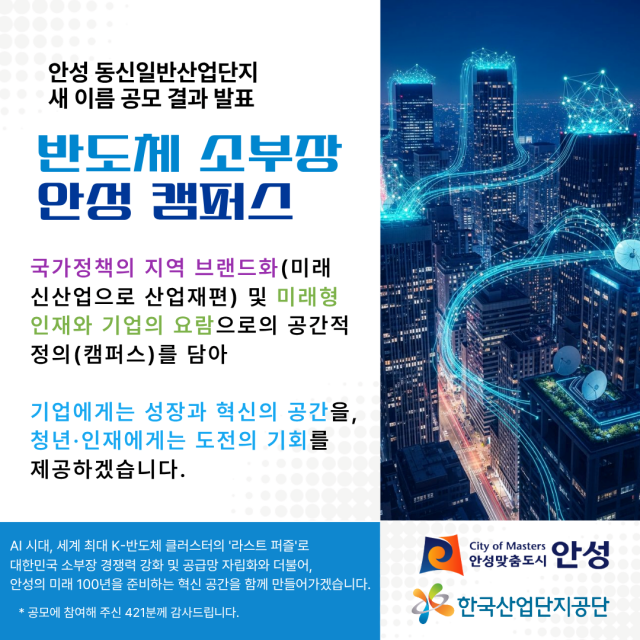 ▲ 일반산업단지 명칭 공모에서 최종 선정된 반도체 소부장 안성 캠퍼스 포스터ⓒ안성시 제공