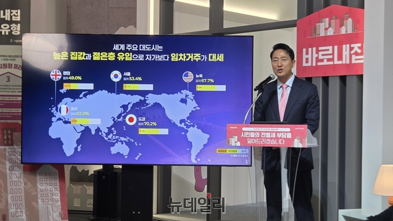 ▲ 오세훈 서울시장이 31일 서울도시건축전시관에서 기자설명회를 열고 '무주택 시민 주거안정 종합대책'을 발표하고 있다. ⓒ김승환 기자