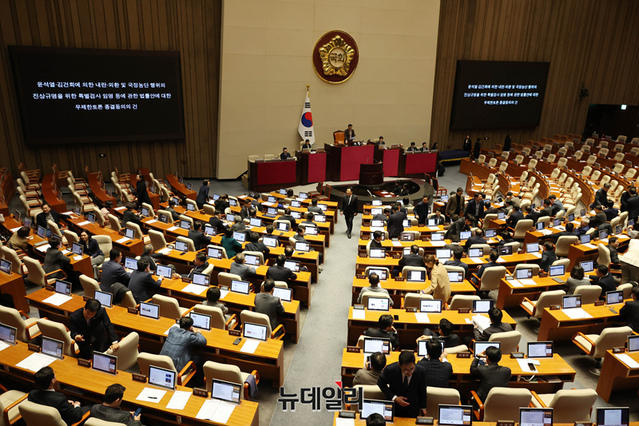 ▲ '윤석열·김건희에 의한 내란·외환 및 국정농단 행위의 진상 규명을 위한 특별검사 임명 등에 관한 법률안'이 지난 1월 16일 국회에서 열린 본회의에서 재석 174인, 찬성 172인, 반대 2인으로 가결되는 모습. ⓒ이종현 기자