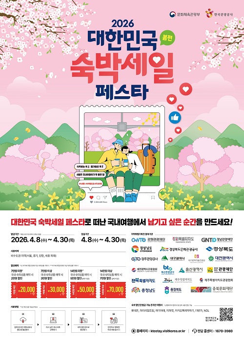 ▲ 봄철 전국여행을 계획하고 있는 나들이객을 위한 '대한민국 숙박세일페스타 포스터.ⓒ충북문화재단 제공