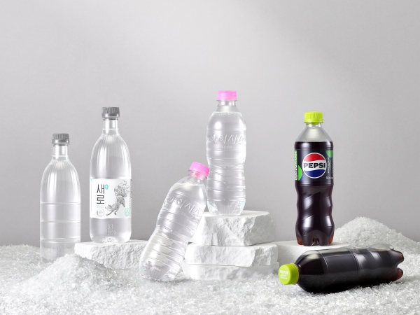 ▲ 새로, 아이시스, 펩시 제로슈거 라임 MR-PET 100% 적용 제품ⓒ롯데칠성음료