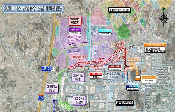 ▲ 청주시, SK하이닉스 P&T7 공업용수 공급사업 착공. 사진(계획평면도)