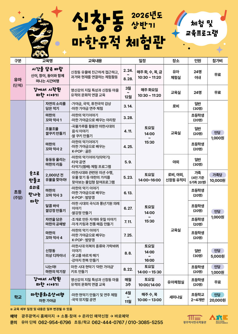 ▲ 2026년도 마한유적체험관 교육프로그램_포스터ⓒ광주광역시 제공