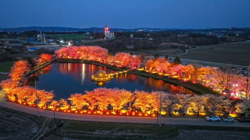 ▲ 면천면 골정지 야경 모습.ⓒ당진시