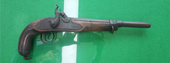 ▲ 19세기로 추정된 뇌관식 기병총 모습.ⓒ홍성군